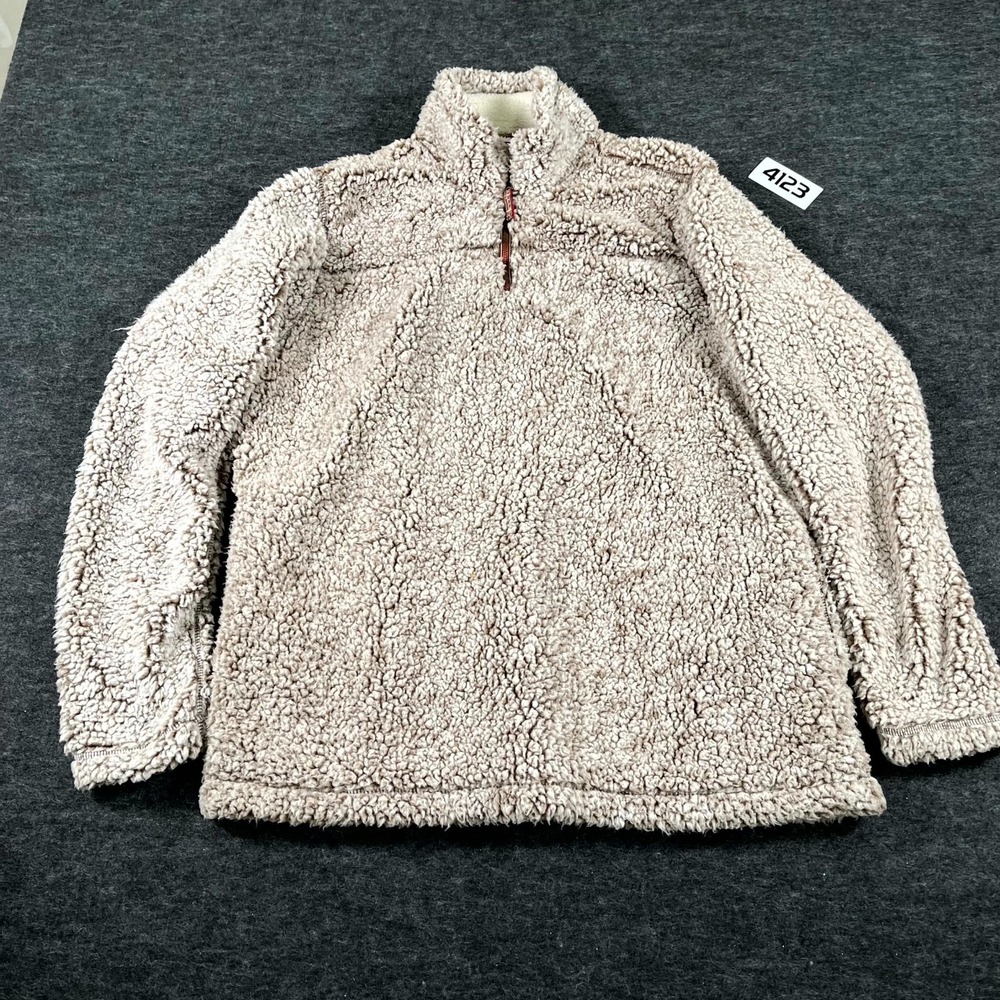 Grizzly Sherpa Jacket Womens Large Beige Lined Mock Neck Quarter Zip Winter Wear